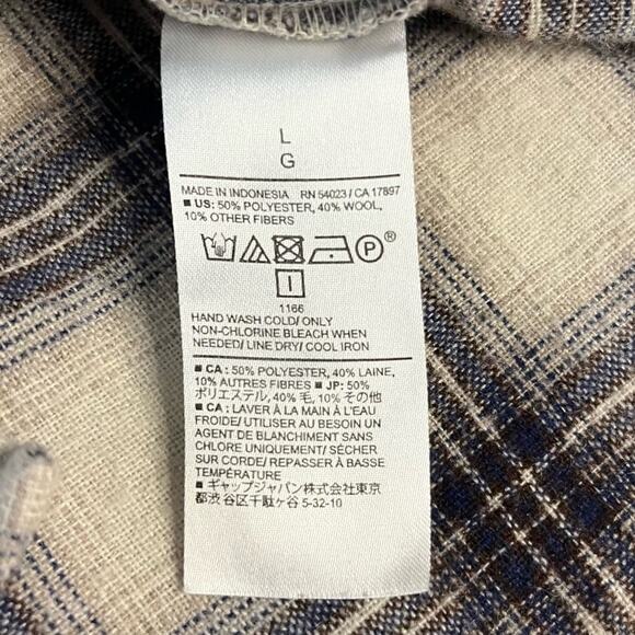 Banana Republic Wool Blend Ruffle Collar Flannel Shirt Gray Plaid Women’s Size L - Picture 5 of 8